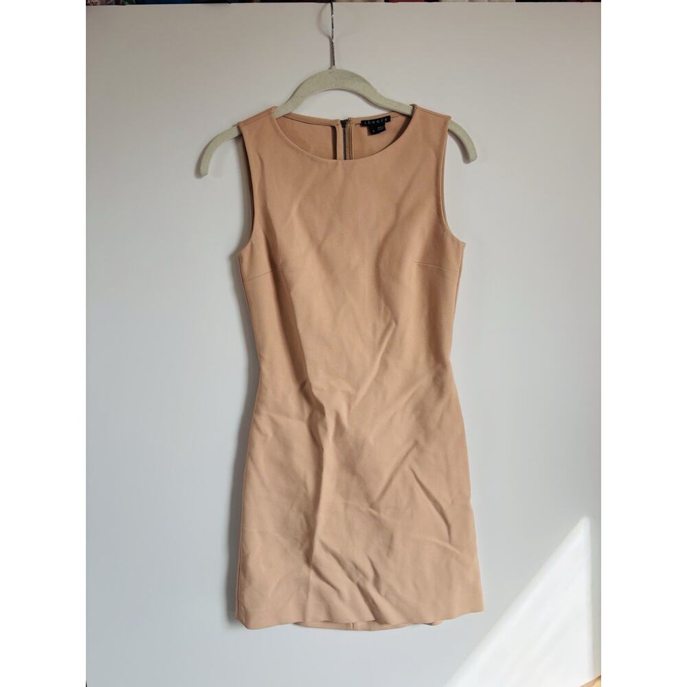 Theory Career Dusty Rose Sleeveless Dress Sheath with Back Cutout $298 Size 0